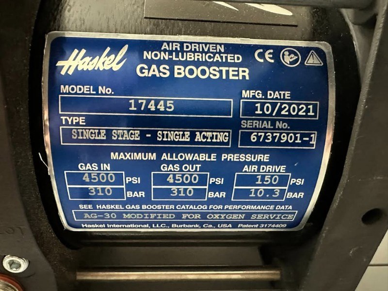 Tauchkompressor Haskel AG-30 Single Stage Gas Booster