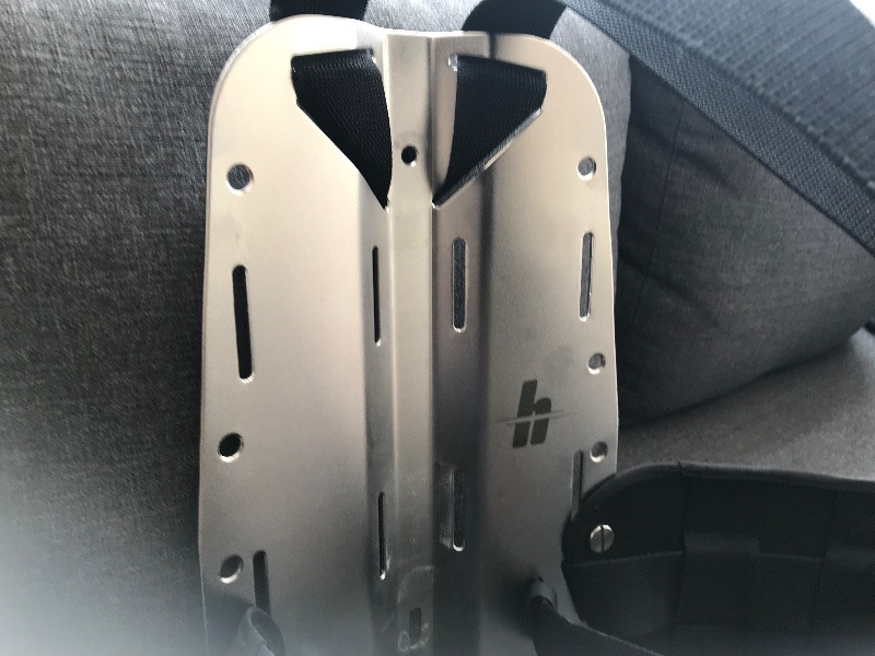 Tauchausrüstung DIR Edelstahl Backplate mit Harness und Tecline Bleitaschen 