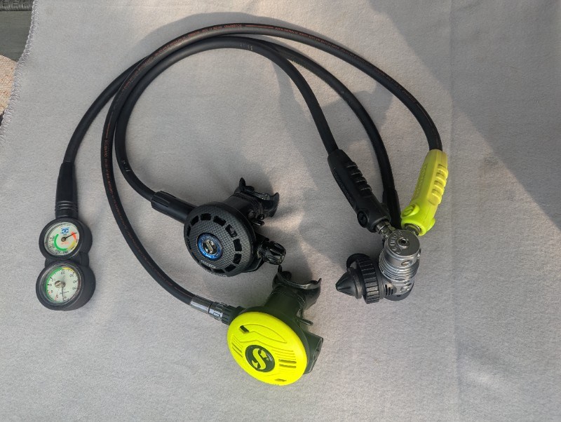 Atemregler Scubapro Atemregler Komplettset Mk25 mit 2 Reglern, Fini, Tiefenmesser