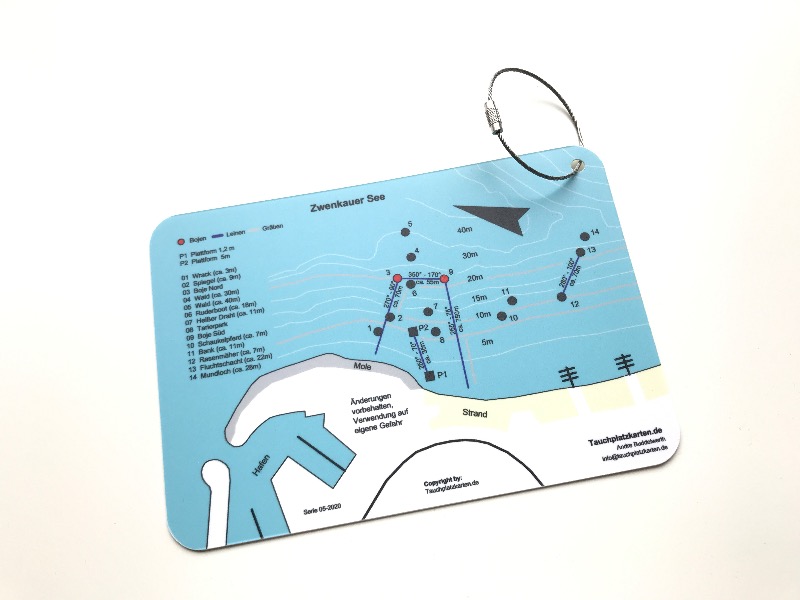 Tauchausrüstung UW-Tauchplatzkarten verschiedener Tauchgewässer