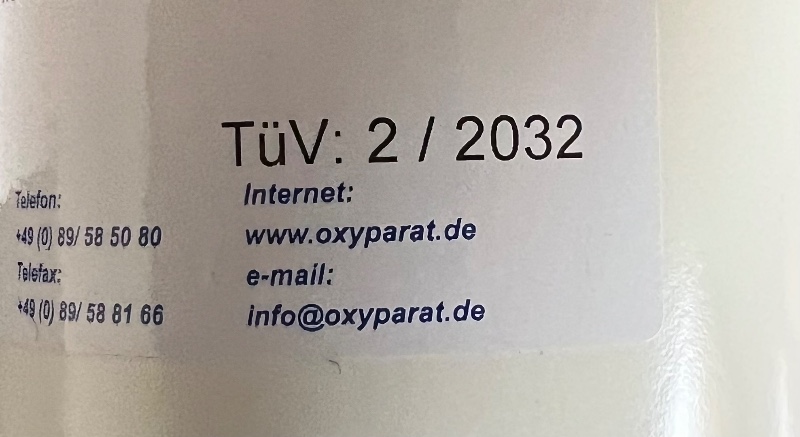 Miscellaneous 2Liter med. Oxygen with ZGA valve and PAX bag