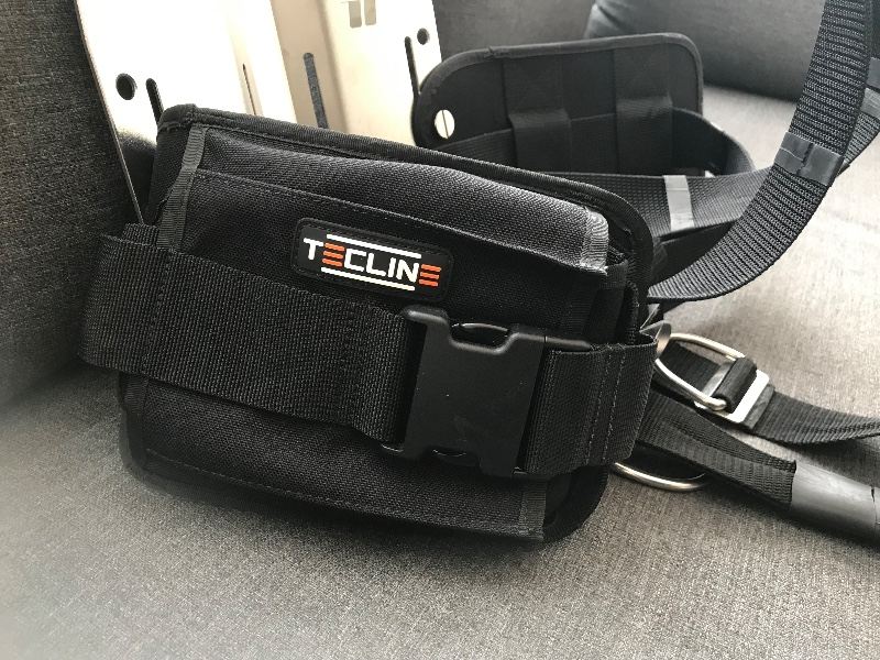 Tauchausrüstung DIR Edelstahl Backplate mit Harness und Tecline Bleitaschen 
