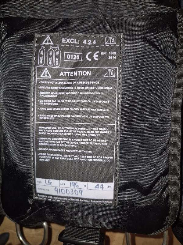 BCD/Vest Zeagle BCD Ranger, size LG, as good as new