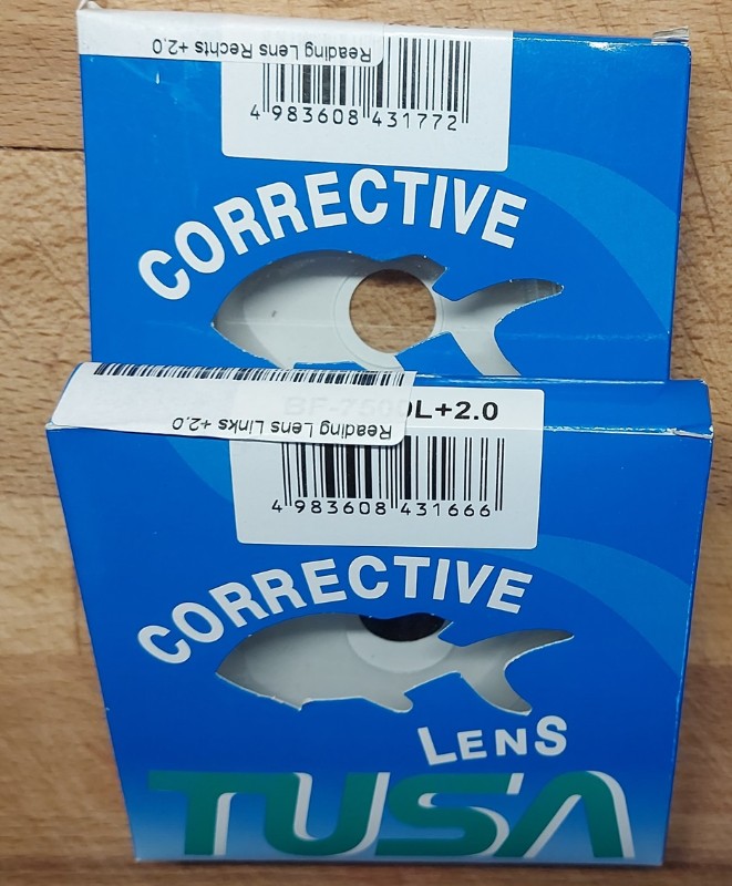 Tauchausrüstung TUSA CORRECTIVE LENS ideal für Brillenträger +2.0 R und L